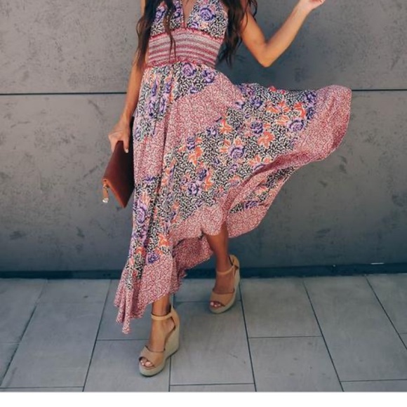 Free People Gabriela Patchwork Printed Halter Dress - Picture 2 of 12